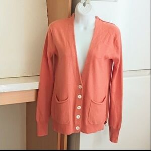 Inhabit Cashmere V-Neck Cardigan Sweater In Peach sz P